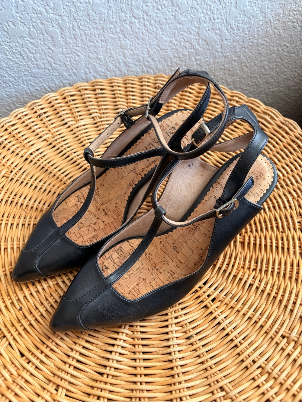 BHAVA T-Strap Black pumps - Size 6.5 (37)